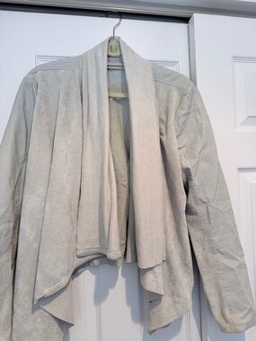 Blank NYC Light Gray Draped Leather Jacket